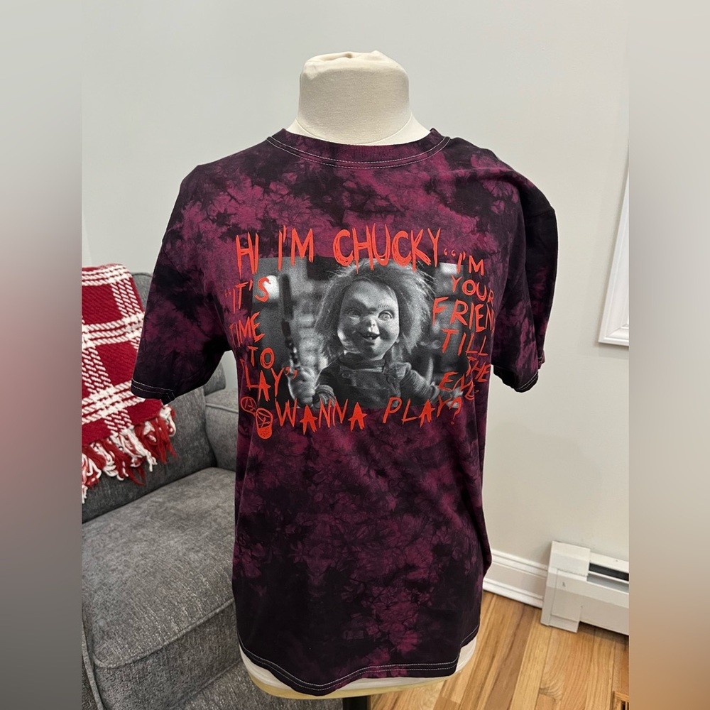 Chucky Child's Play Graphic T-Shirt Red Tye Dye‎ M Halloween Horror Gothic